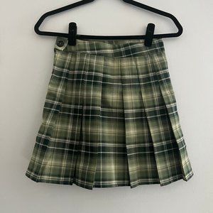 Sage Green Plaid Skirt